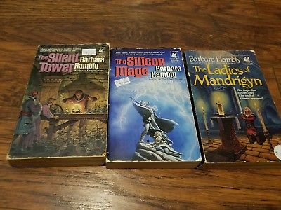 Lot of 3 Barbara Hambly paperbacks, The Ladies of Mandrigyn, Silent Tower, Silic
