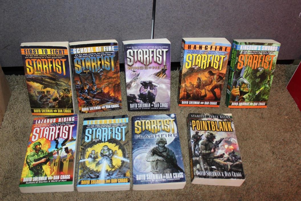 lot of 9 STARFIST Novels Sci Fi Lot Books Sherman Cragg Softcover books