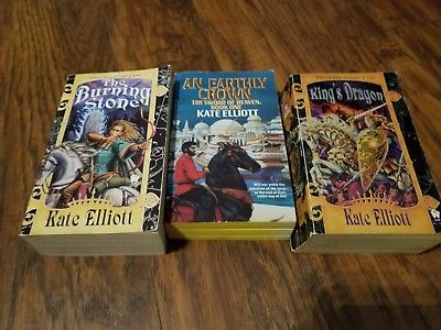 Lot of 3 Kate Elliott paperbacks, King's Dragon, The Burning Stone, An Earthly C