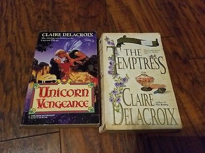 Lot of 2 Claire Delacroix paperbacks, The Temptress, Unicorn Vengeance