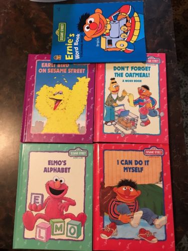 Sesame Street Books Lot Of 4 Hardcover With Bonus Coloring Book Brand New