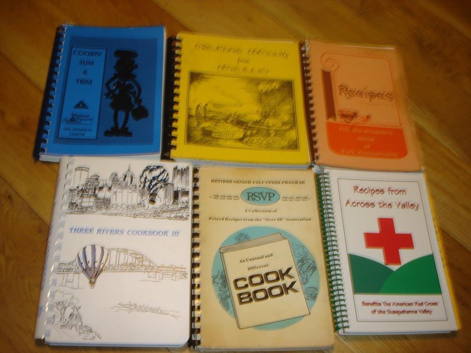 6 ~Vintage Fire Co, School,Church & More Recipes Fund Raiser Cookbooks     #663