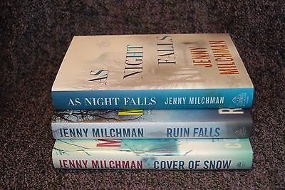 Set 3 books by Jenny Milchman ALL SIGNED Cover of Snow Ruin Falls As Night Falls