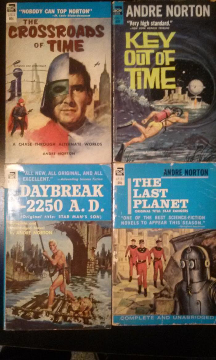 Andre Norton - 4 Vintage Ace PB Key Out of Time/Crossroads of Time/Last Planet/D