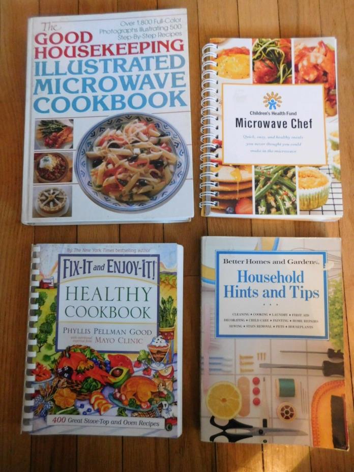 Mixed Lot 4 COOKBOOKS Microwave Cooking Fix It Good Housekeeping Hints Tips