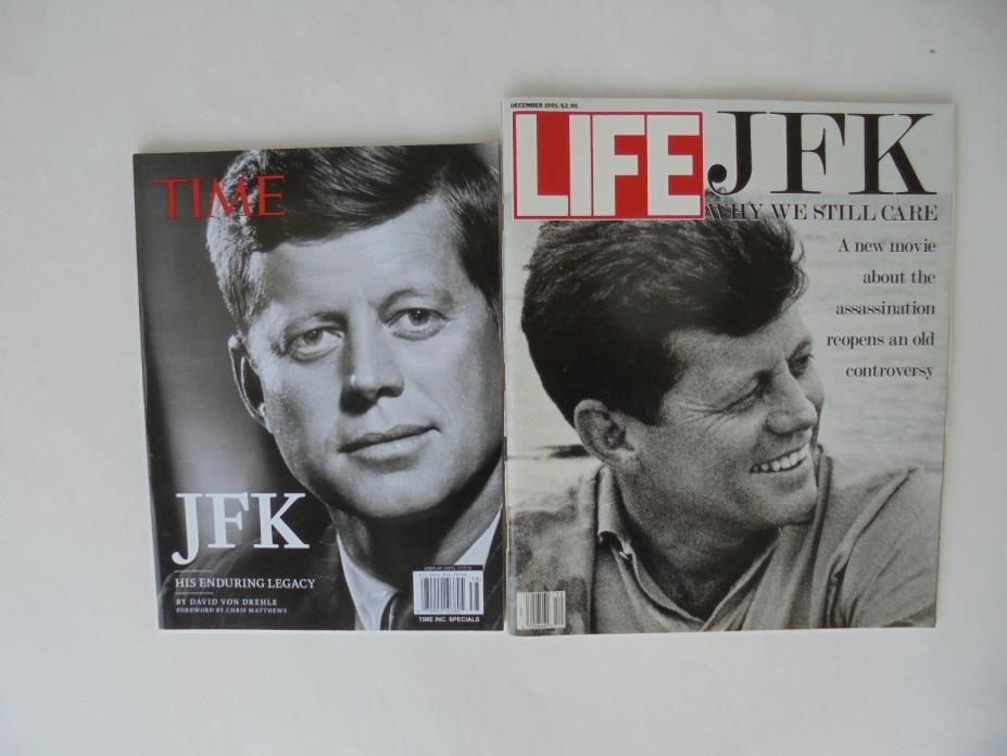 2 Lot Vintage Life & Time Magazine JFK John Fitzgerald Kennedy US President