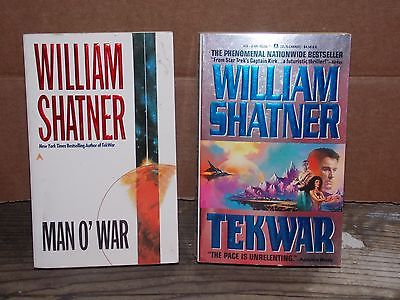 Two Paperback Books William Shatner TEKWAR & MAN O' WAR