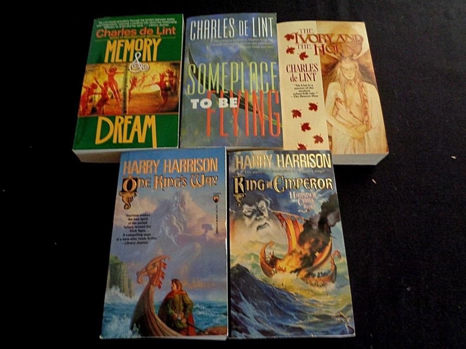 Lot of 5 Epic sci-fi Fantasy Books: Charles de Lint & Harry Harrison EXC