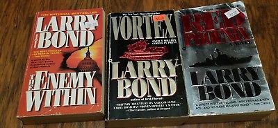Lot of 3 Larry Bond paperbacks, Red Phoenix, Vortex, The Enemy Within