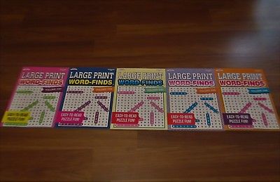 NEW! Lot of 5 LARGE PRINT WORD FINDS SEARCH PUZZLE ~ Volumes 237 239 240 245 246