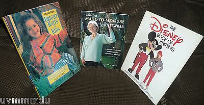 lot of 3 Knitting Pattern Books: Disney Book of Knitting Bright Knits for Kids +