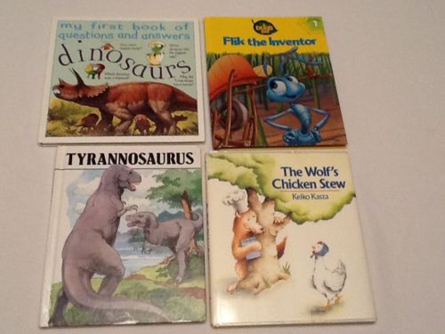 4 EZ Read HC For Ages 4-8 Dinosaurs A Bug's Life Wolf's Chicken Stew