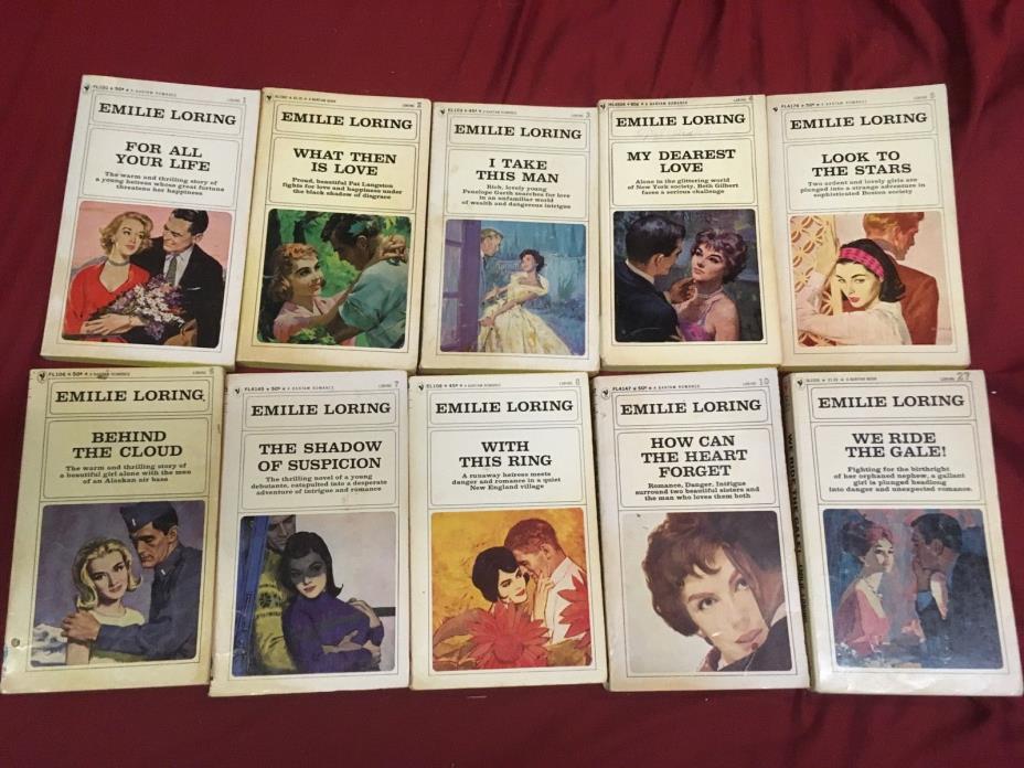 EMILIE LORING Lot of 10 Vintage Pulp Paperback books For All Your Life #1 Etc.