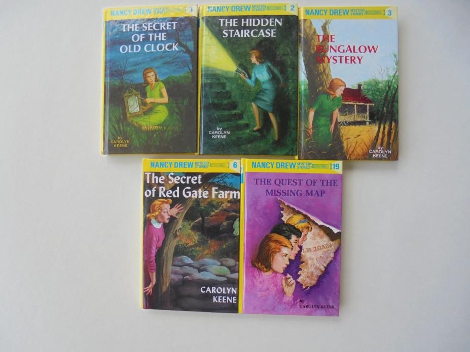 5 Lot Nancy Drew Mystery 1 2 3 6 19 Secret Clock Hidden Staircase Bungalow HC
