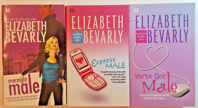 Lot of 3 ELIZABETH BEVARLY Books: Overnight Male, Express Male, You've Got Male