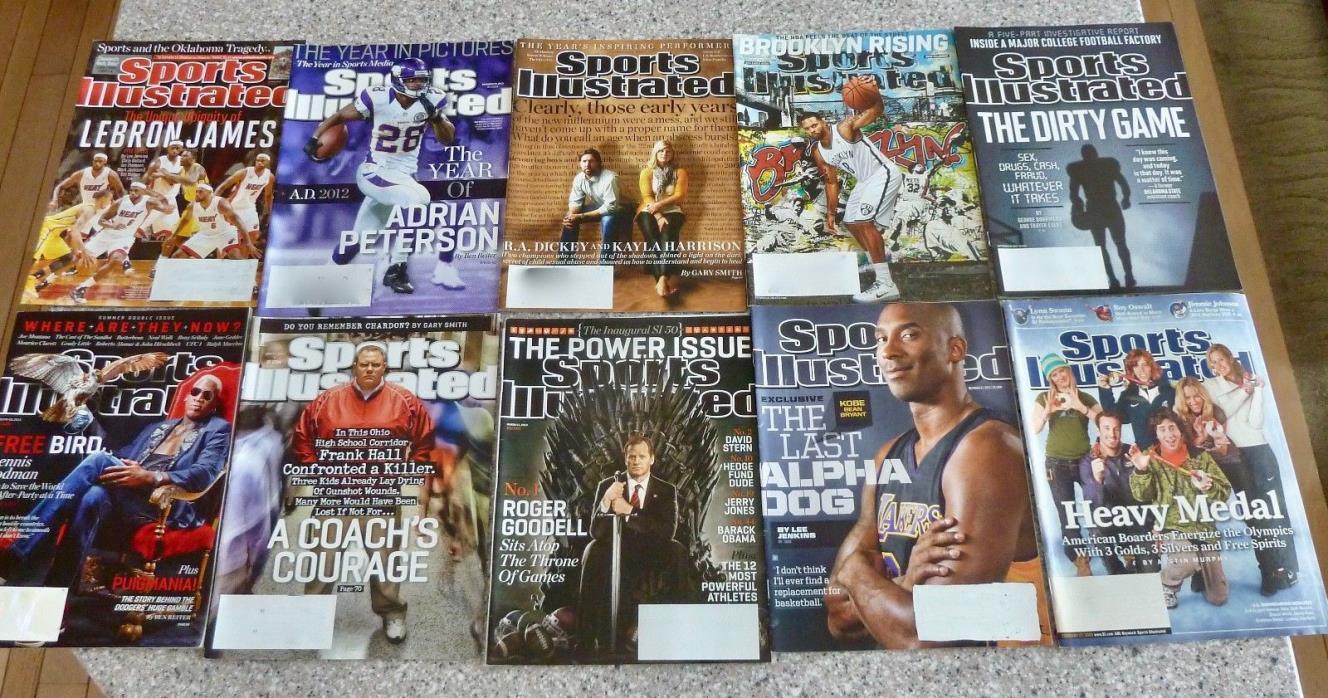 Lot of 10 Sports Illustated Magazines 2013, 2012, 2006 Issues