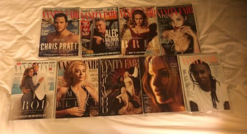 LOT OF 9 VANITY FAIR MAGAZINES Feb 2017 TO April 2018 Hollywood Chris Pratt Jrod