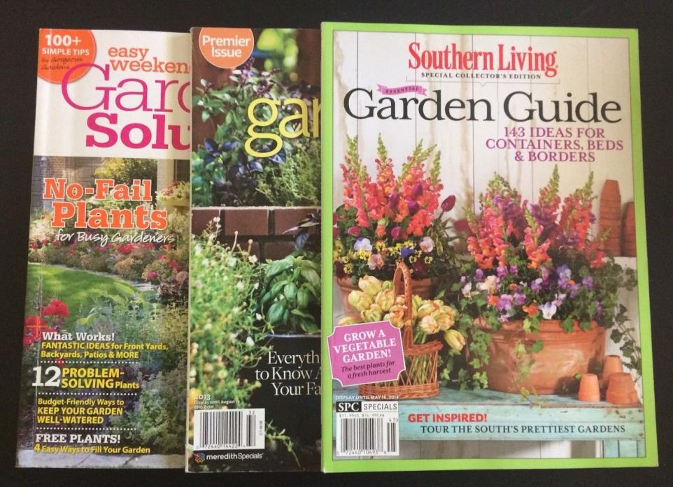 Lot of 3 GARDENING MAGAZINES Herb Gardening - Garden Guide - Garden Solutions