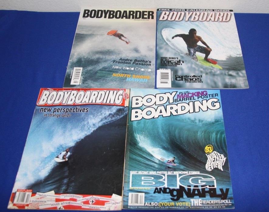 Vintage Bodyboarding Bodyboarder Etc Magazine - 4 UNIQUE  Issues - Super Rare!