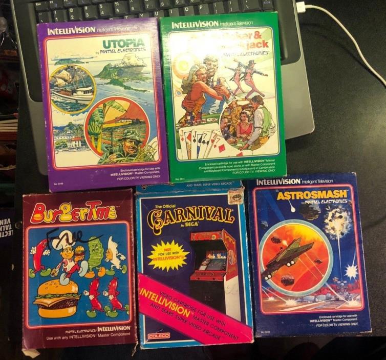 Intellivision Lot Carnival Burger Time Utopia Blackjack Astrosmash Complete