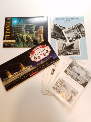 3 Titanic Books 2 Books Of History An 1 Book Of Post Cards + Pages From A Book