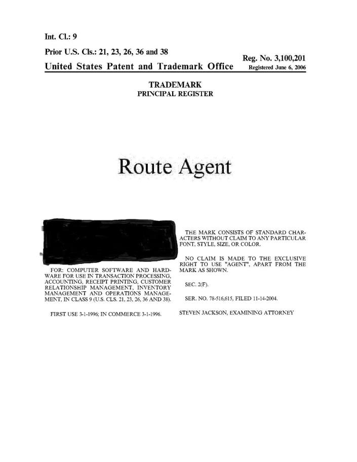 Route Agent  Registered US Trademark and RouteAgent.com domain
