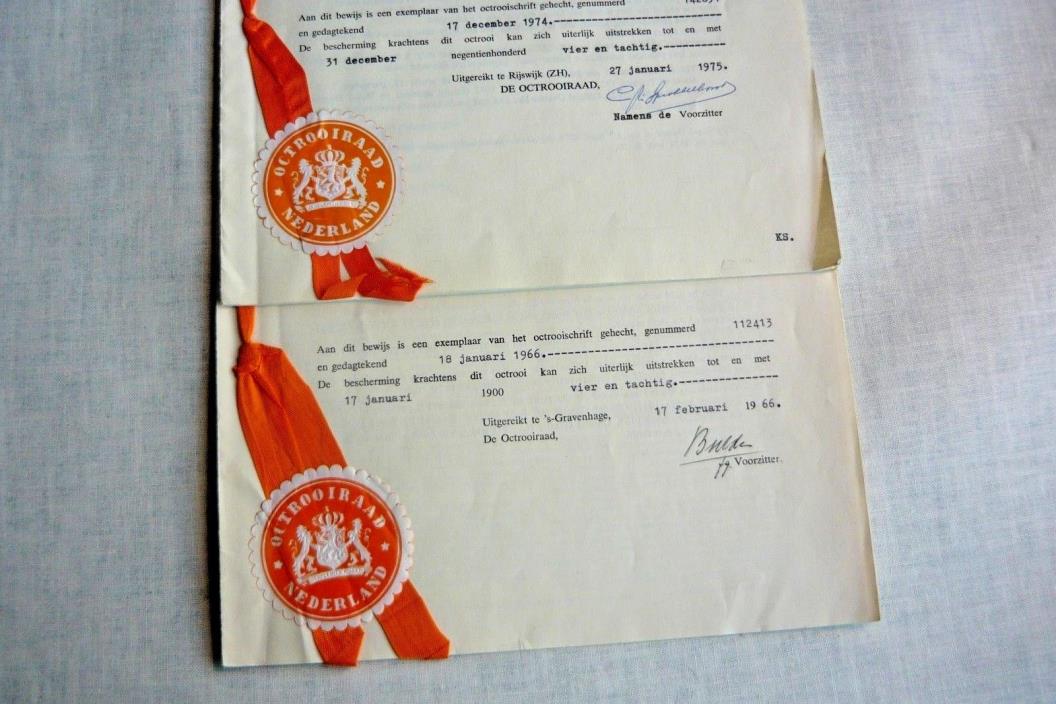 2 Patents ,  Koppers Co. Pittsburgh, Pa , Nederlanden, Koninkrijk, 1966.1975,