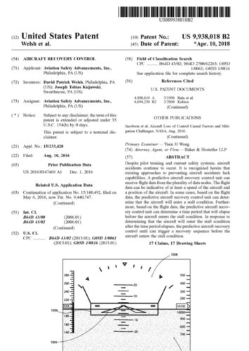 Aircraft Recovery Control- US9938018B2 United States Patent