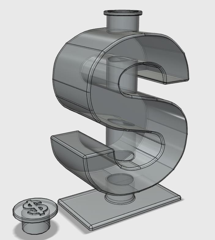 U.S. Design Patent - Bottle Shaped Like A Dollar Sign