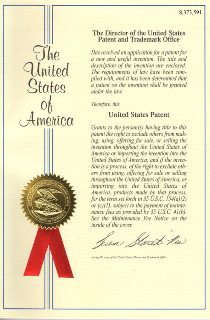 U.S. Patent 8,373,591 System For Sensing Aircraft and Other Objects