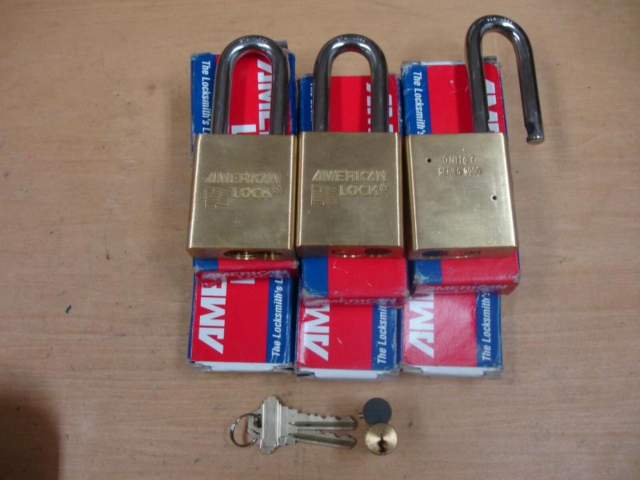 New Lot of 6 American Lock 3900 Series Padlocks  A3901SSSWO-With Core & Keys