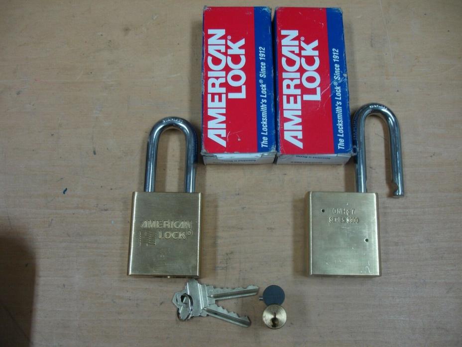 New Lot of 2 American Lock 3900 Series Padlocks  A3901SSSWO-With Core & Keys