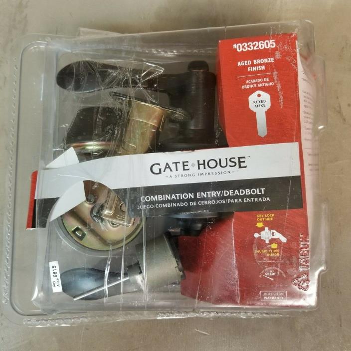 Gate House Aged Bronze Entry/ Deadbolt # 0332605 keyed entry OPEN BOX LS1