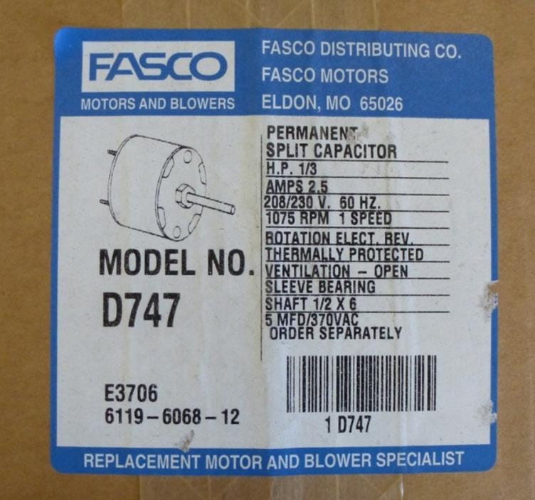 Fasco D747 5.6 Diameter Condenser Fan Motor 1/3