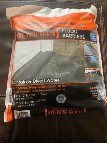 Quick Dam  6 in. x 5 ft.  Flood Barrier 2 Pack #733782 Sand less Sand Bags! New