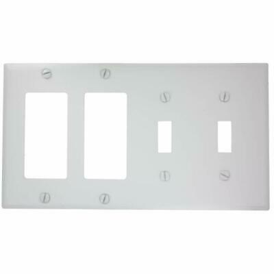 Leviton Wall Plates P2262-W 4-Gang 2-Toggle Decora/GFCI Device Combination White
