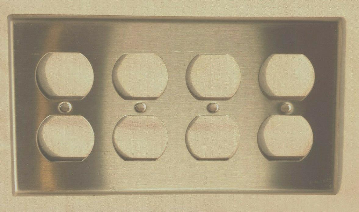 4-Gang Duplex Device Wallplate Brushed Stainless Steel Finish Leviton 84041-40