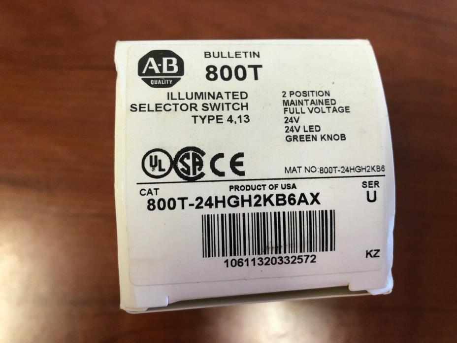 Allen Bradley 800T-24HGH2KB6AX Illuminated Selector Switch 3 Position New In Box