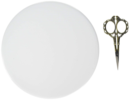 Recessed Blank-Up Cover Plate, 8-Inch Diameter, Steel, White