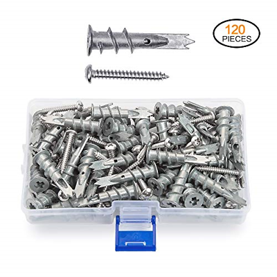 Zinc Anchors with Screws 60 Kits Self Drywall Hollow Wall Metal Anchor with 120