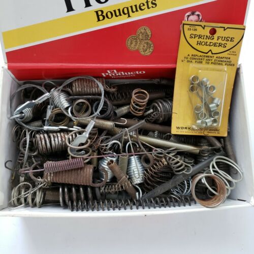 Junk Drawer Lot Cigar Box Full of Assorted Metal Springs 3.5 Pounds As-Is