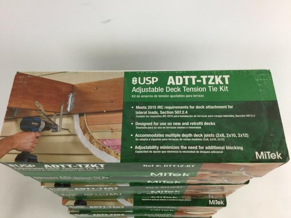 LOT of 7 BOXES of USP Mitek [ADTT-TZKT] Adjustable Deck Tension Tie Kit H11