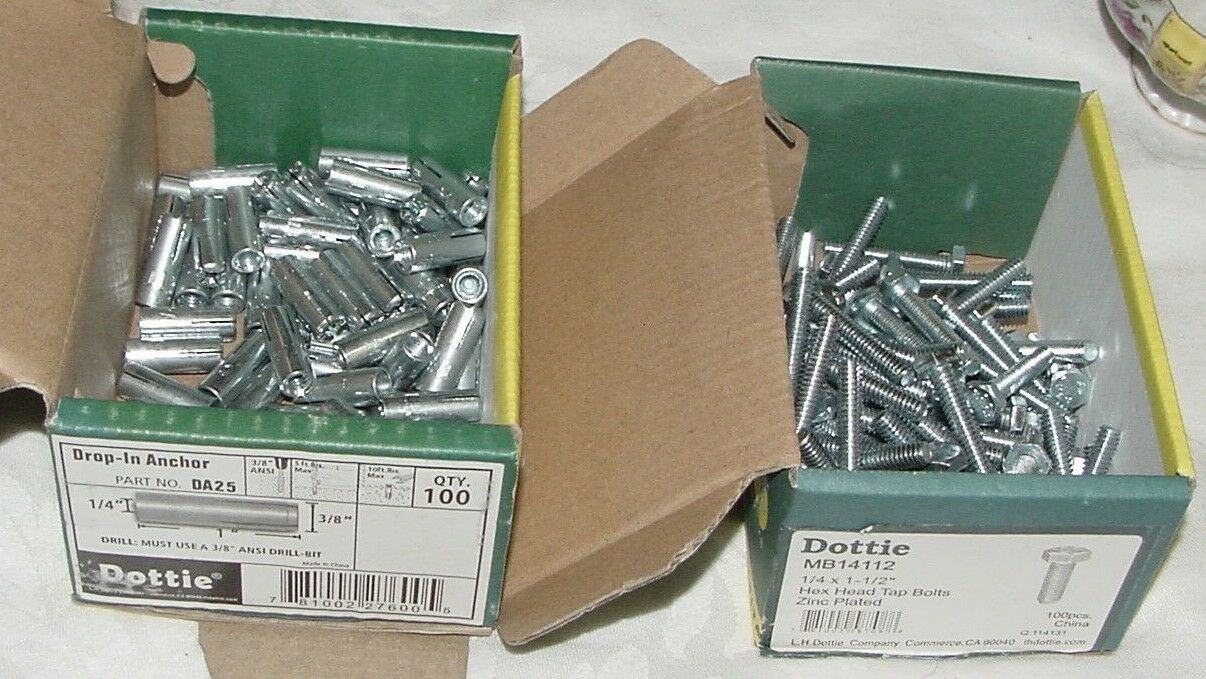 NEW DOTTIE 71 DROP-IN ANCHORS 99 BOLTS 1/4