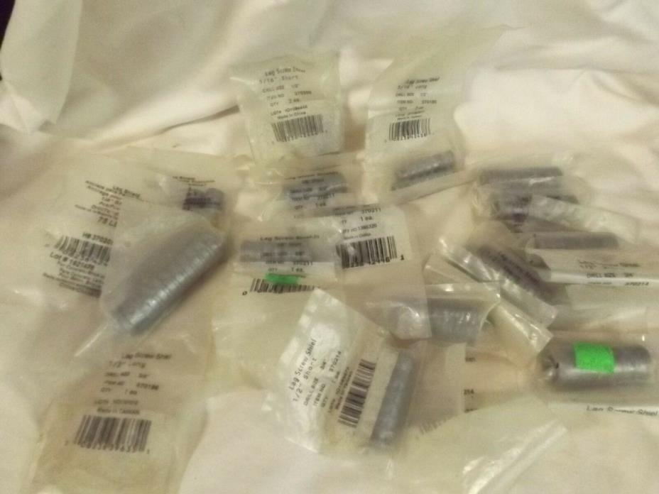 Lot of 16 Assorted Lag Screw Shields! List included!