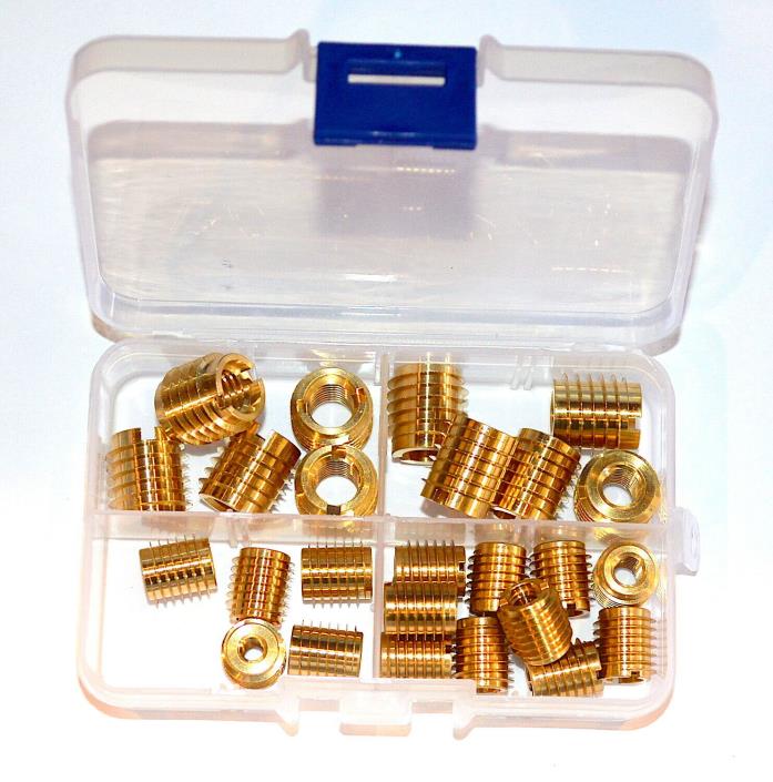 E-Z LOK Threaded Insert, Brass, Knife Thread Sample Kit 3/8-16 - #10-24 25 Pcs
