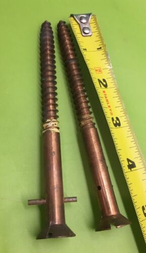 2 Used Solid COPPER Screws / Bolts With Removable Pin. 3/8