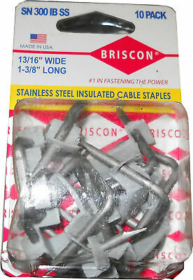 Briscon SN-300-IB-SS-10 13/16 In Insulated Stainless Steel Cable Staples Qty 10