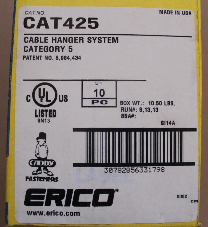 Lot of 25 Cat425 Erico Caddy Cable Hanger Systems, Category 5