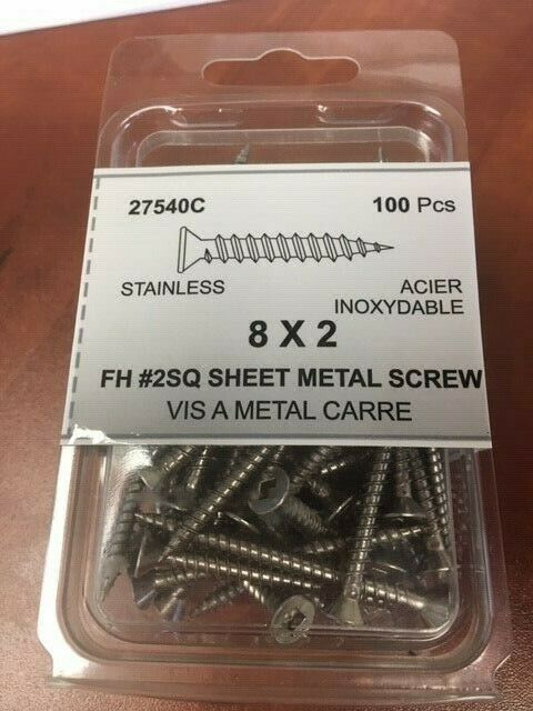 8 x 2 Sheet metal screw, Stainless Steel (10 Boxes, 100 Pc/box)