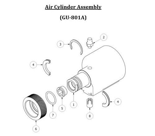 Spray Foam Equipment AP-2 Air Cylinder Assembly (GU-801A)